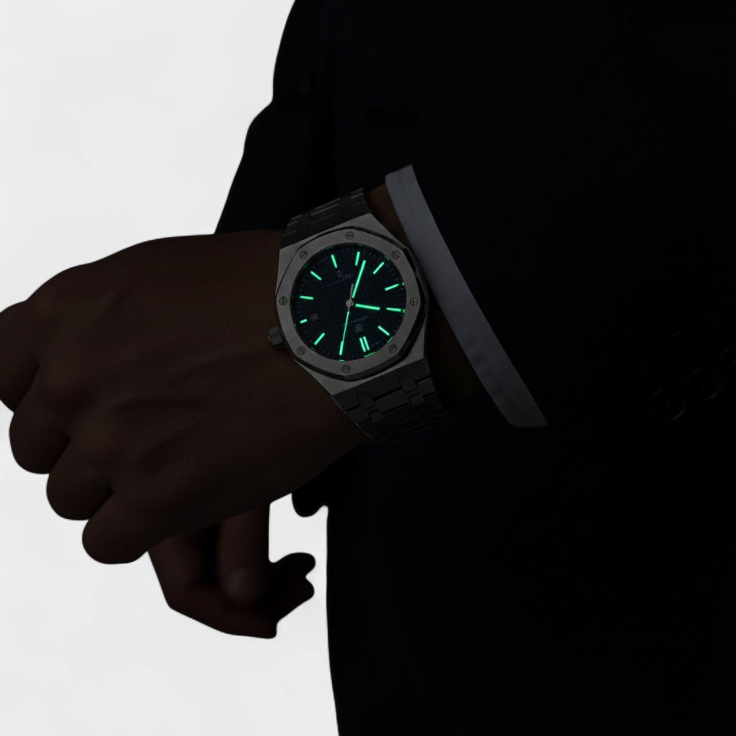 Riche | Montre pour Homme Acier Inoxydable Argentée – Quartz Lumineuse et Étanche 42 mm