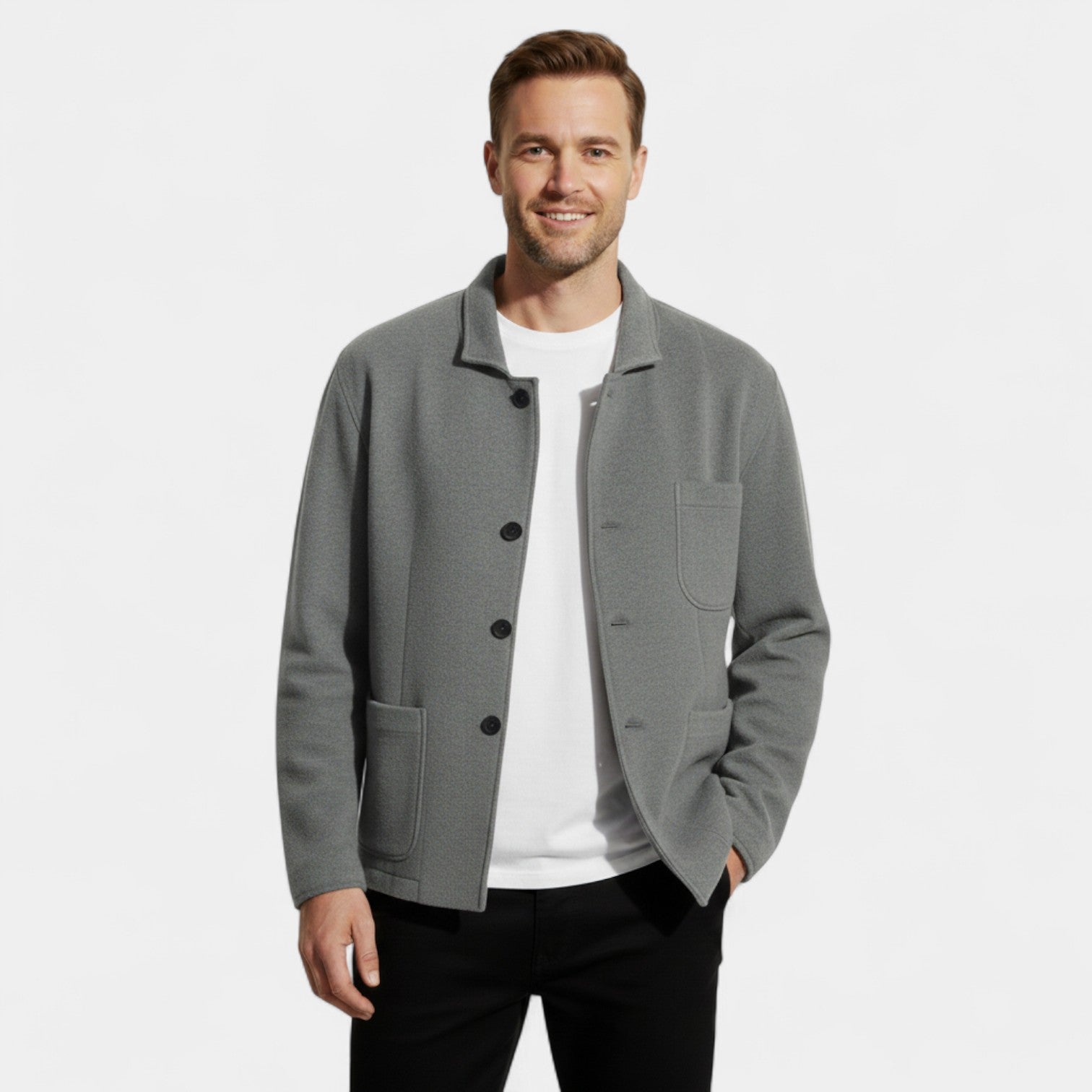 Riche | Blazer Homme Uni en Matière Technique – Coupe Moderne à Revers
