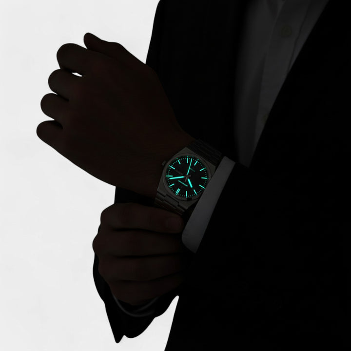 Riche | Ultraflache Herrenuhr aus Edelstahl – Leuchtend und wasserdicht, 41 mm