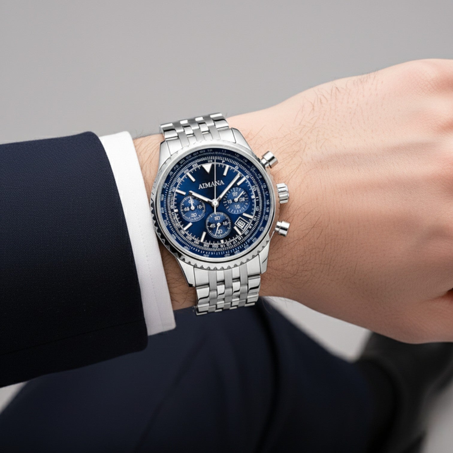 Riche | Montre pour Homme Acier Inoxydable – Quartz Chronographe Lumineuse et Étanche 43 mm