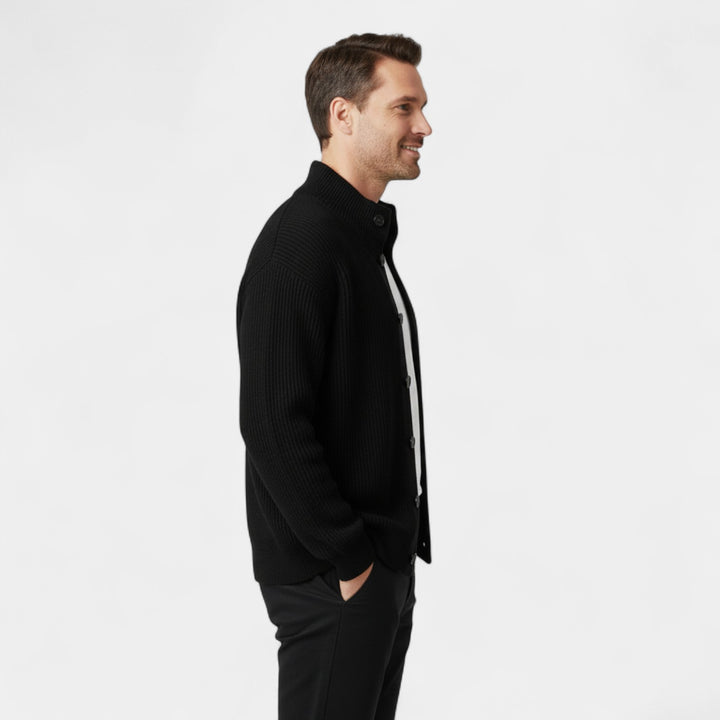 Riche | Cardigan Homme en Laine Col Montant – Coupe Moderne Décontractée