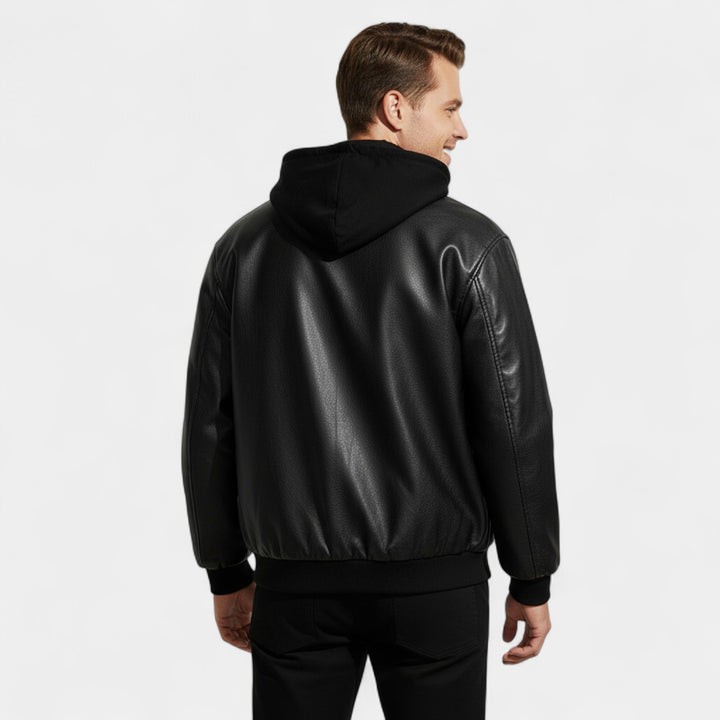 Riche | Blouson Varsity Homme Cuir Rétro – Effet Deux Pièces Moderne