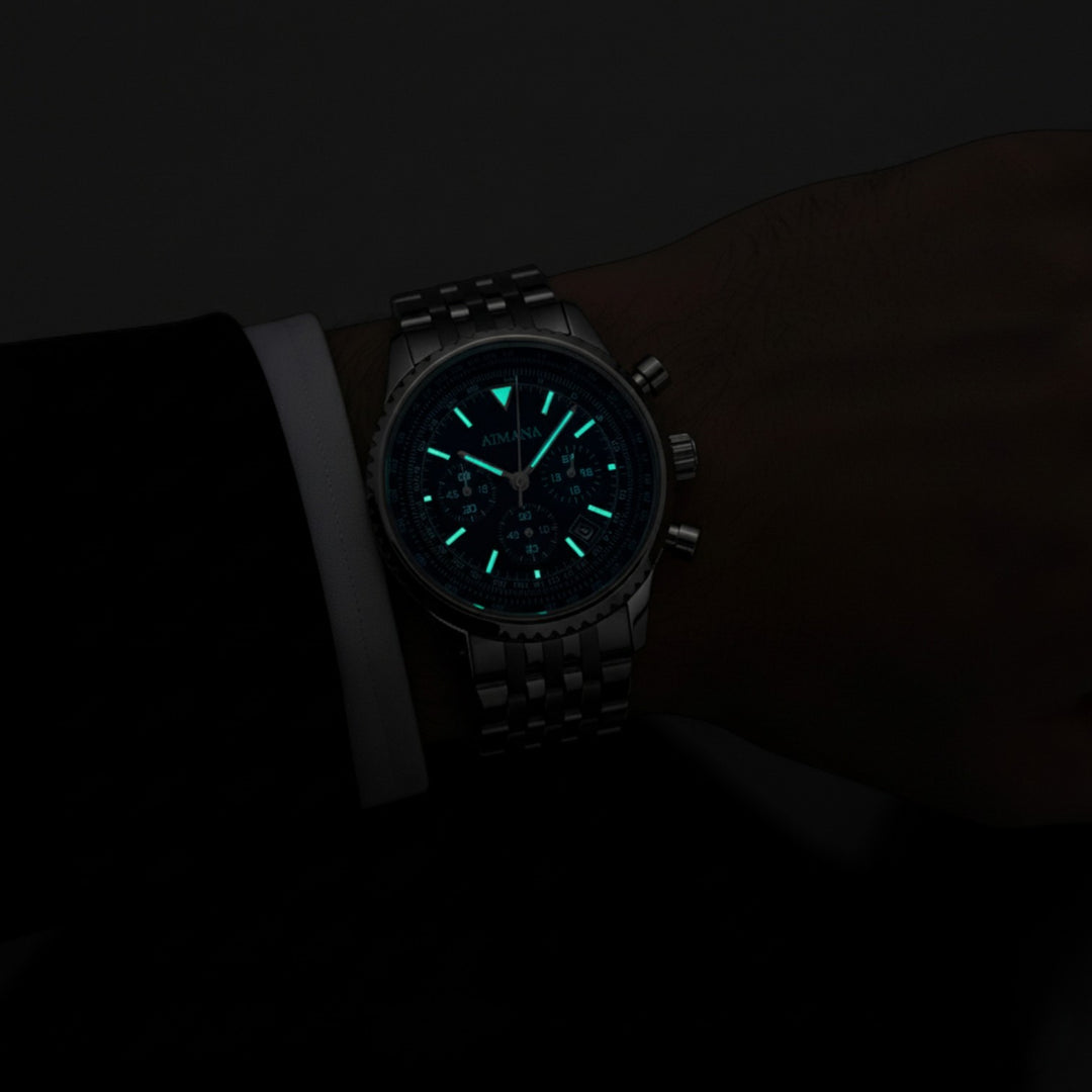 Herren-Chronographenuhr aus Edelstahl – Quarzwerk mit sechs Zeigern