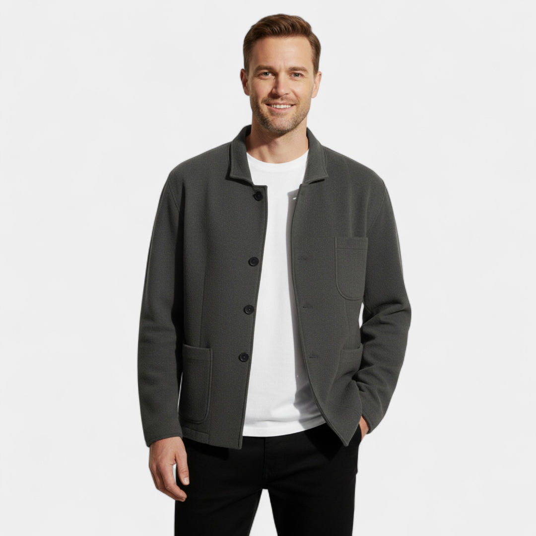 Riche | Einfarbiger Herrenblazer aus Funktionsmaterial – Moderner Schnitt mit Revers
