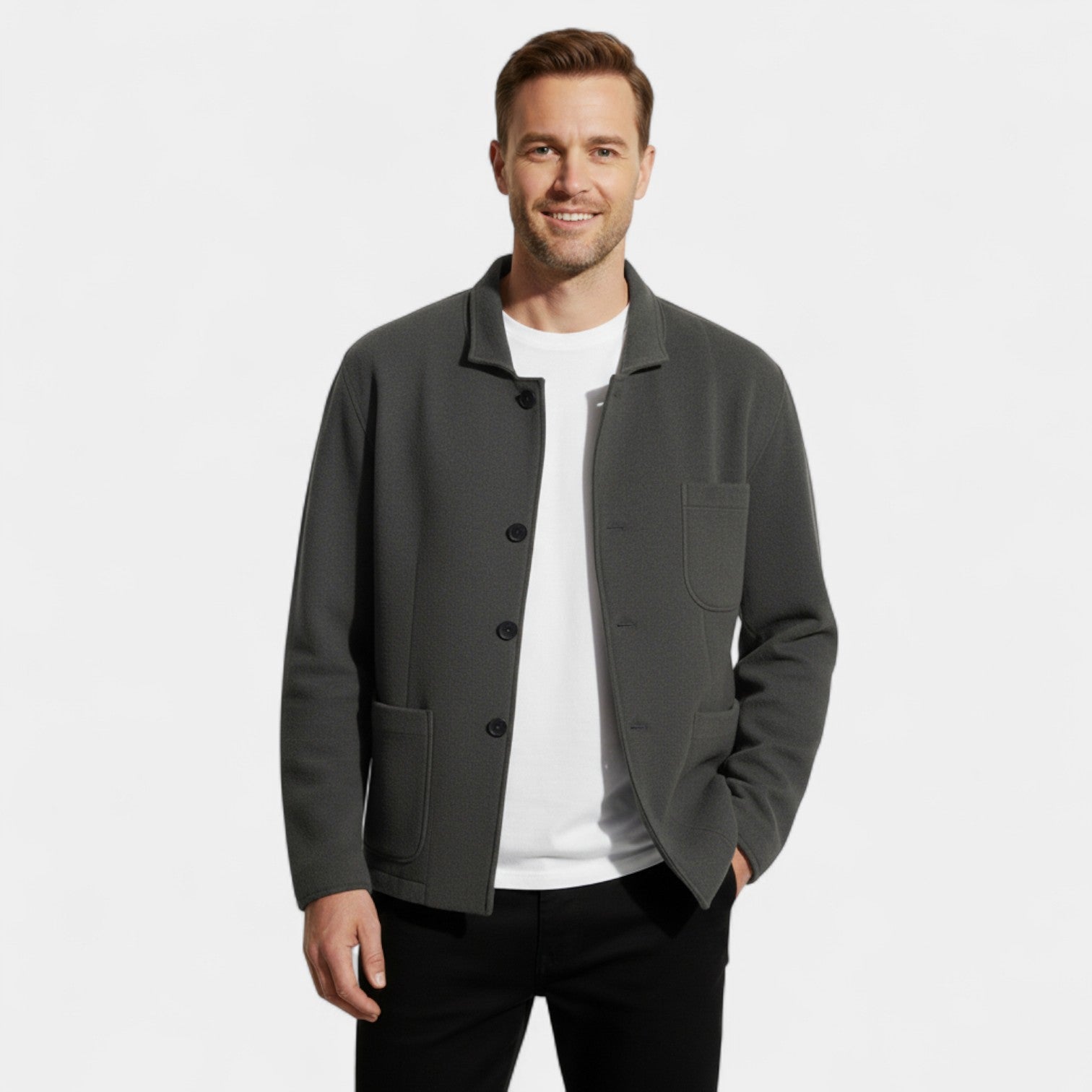 Riche | Blazer Homme Uni en Matière Technique – Coupe Moderne à Revers