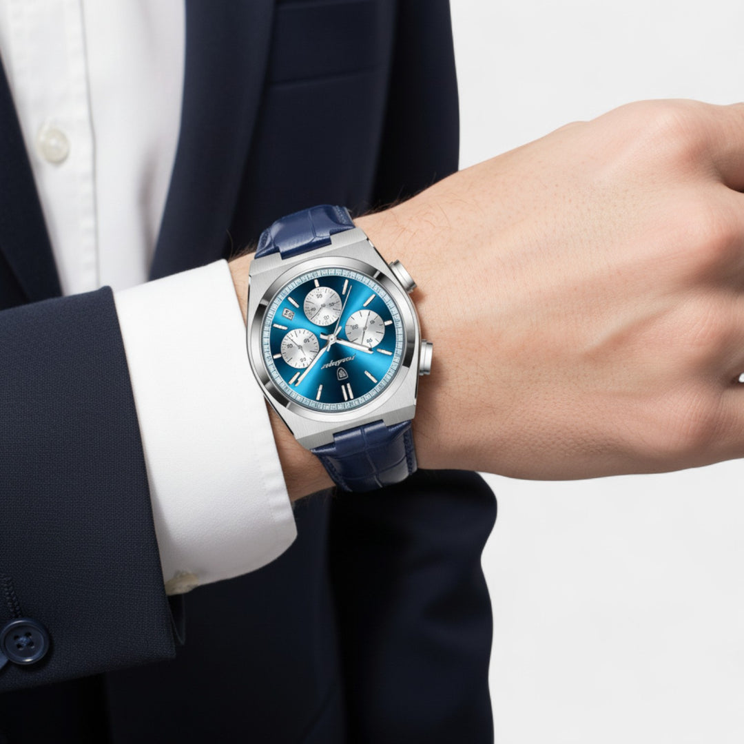 Riche | Herrenuhr aus Leder – Quarz 41 mm, multifunktional