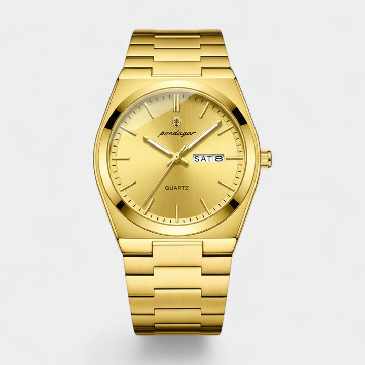 Riche | Men's Gold-Tone Stainless Steel Watch – Ultra-Thin, Luminous, and Water-Resistant, 41 mm