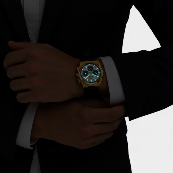 Riche | Herrenuhr aus Leder – Quarz 41 mm, multifunktional