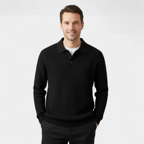 Riche | Polo homme manches longues en maille boutonné – raffiné, ajusté, élégance quotidienne