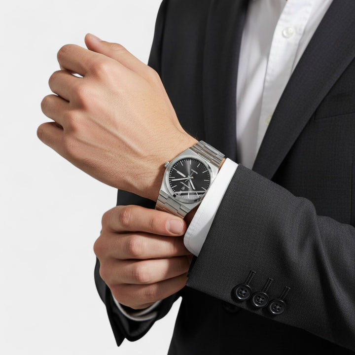 Riche | Ultraflache Herrenuhr aus Edelstahl – Leuchtend und wasserdicht, 41 mm