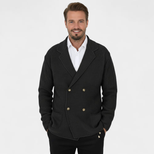 Riche | Cardigan Croisé Homme en Maille – Col à Revers Coupe Tailleur