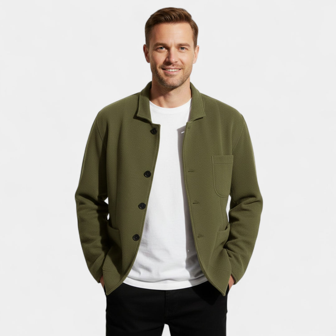 Riche | Einfarbiger Herrenblazer aus Funktionsmaterial – Moderner Schnitt mit Revers
