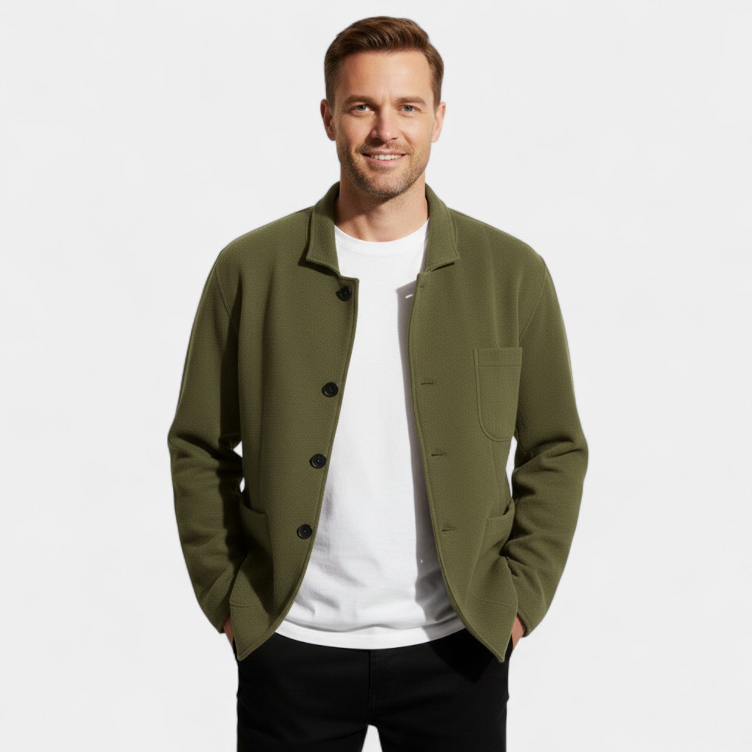 Riche | Blazer Homme Uni en Matière Technique – Coupe Moderne à Revers