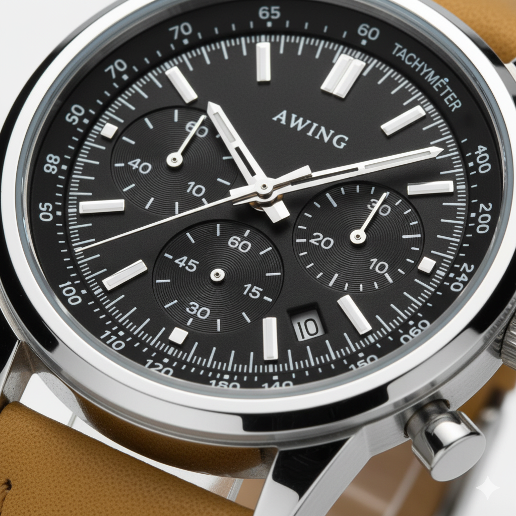 Riche | Montre pour Homme Bracelet Cuir – Quartz Chronographe Étanche 40,5 mm