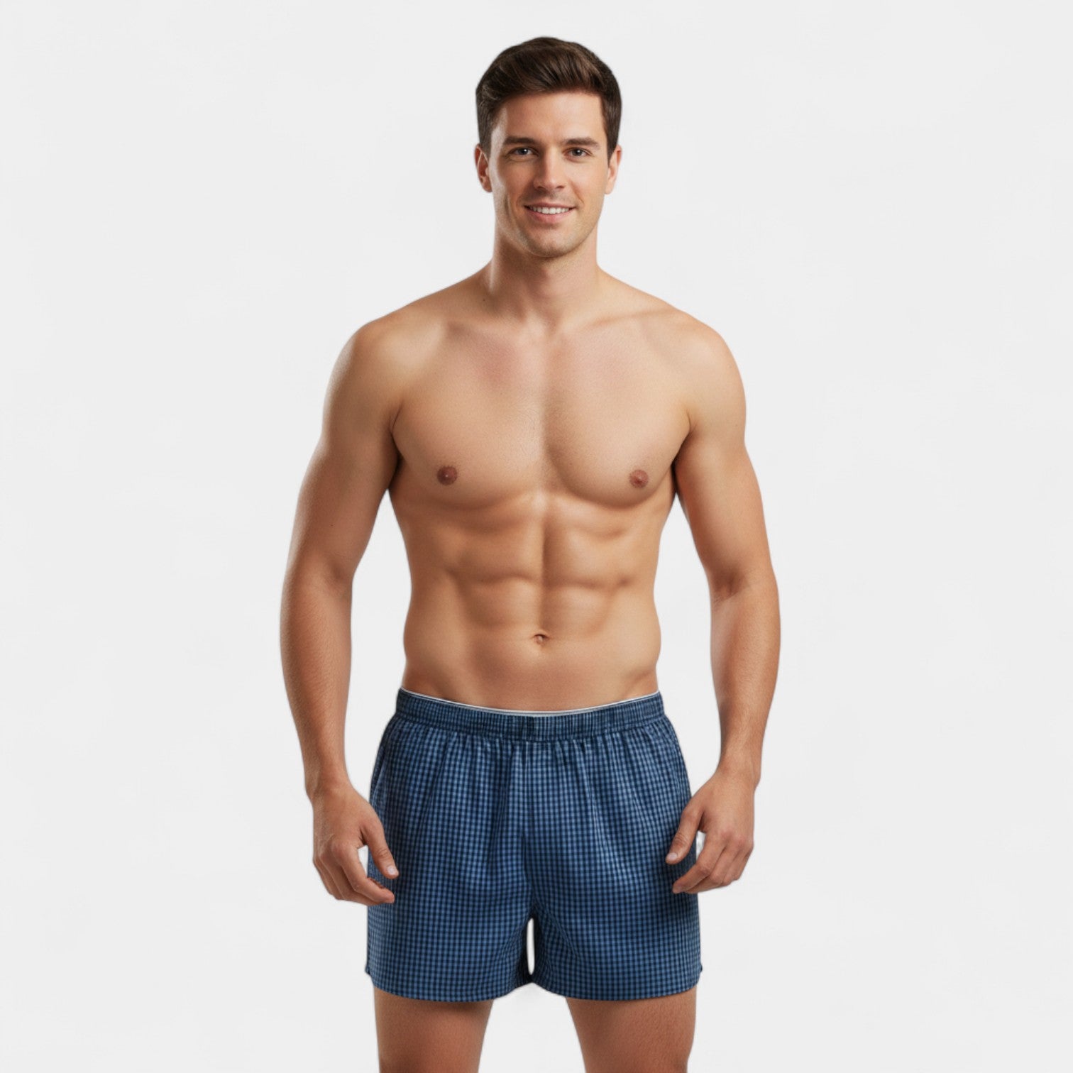 Riche | Lot de 3 boxers homme coton tissé à carreaux – raffinés, respirants, confort quotidien