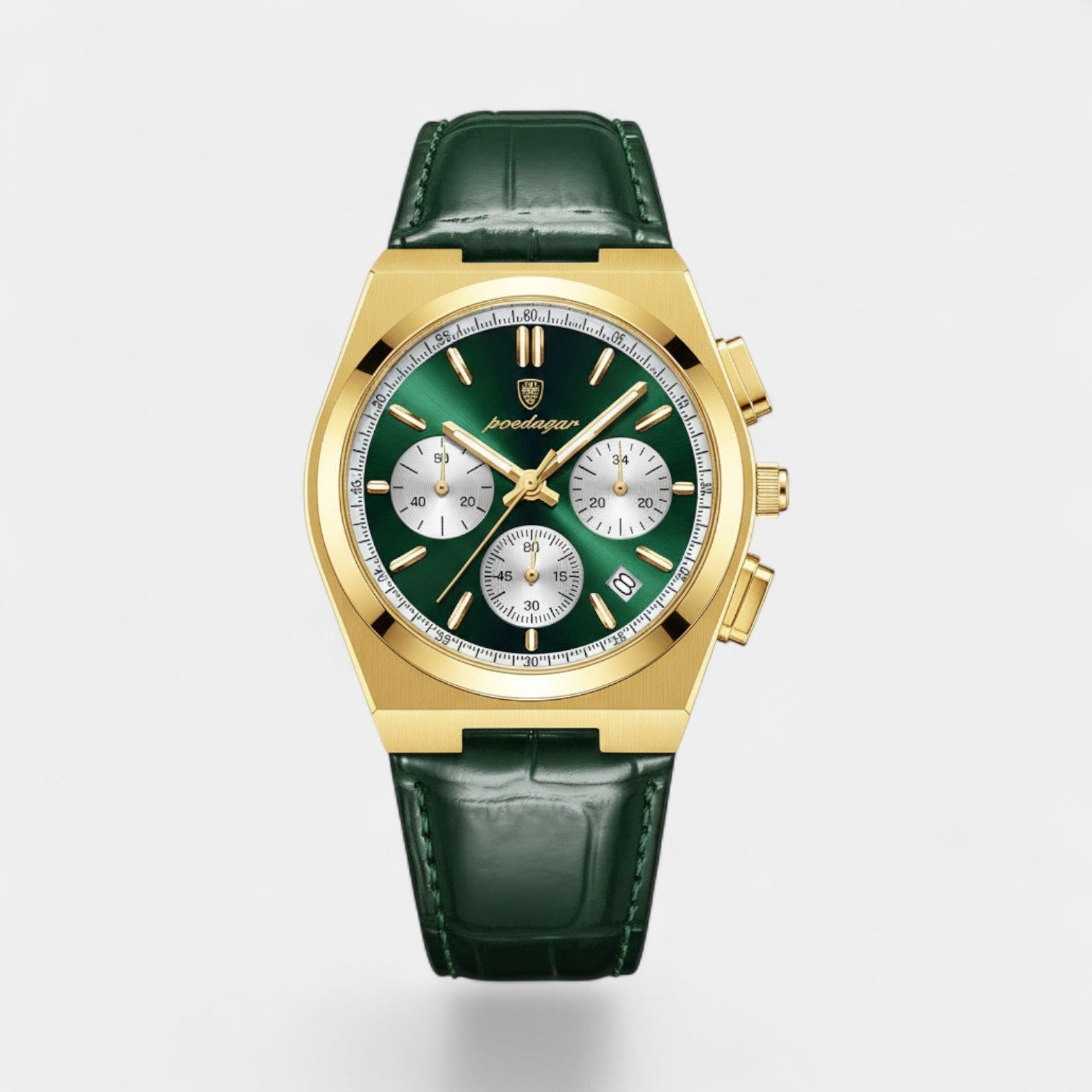 Riche | Montre pour Homme en Cuir Vert – Quartz 41 mm Multi-Fonction