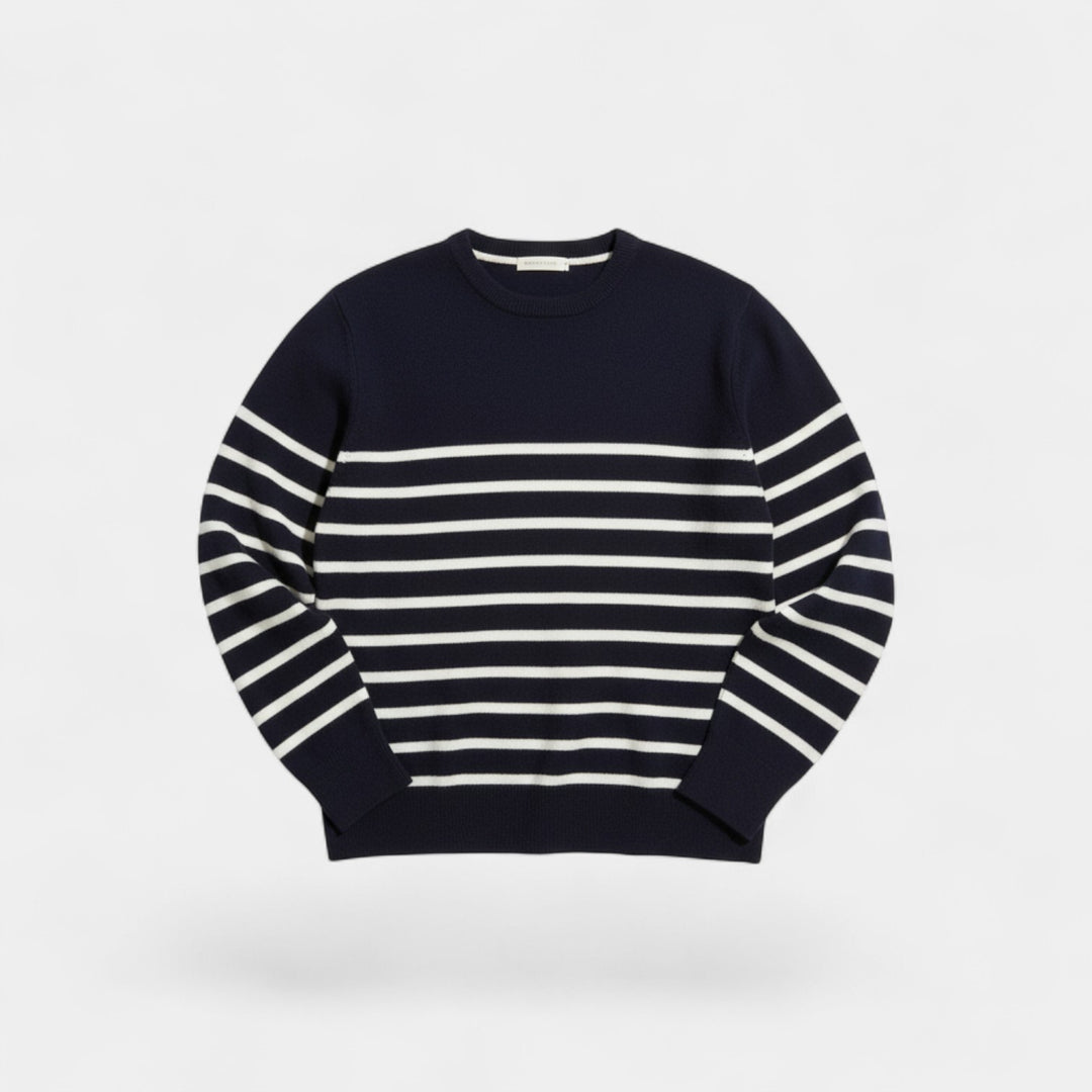 Riche | Men's Striped Knit Sweater – Round Neck, Relaxed Fit
