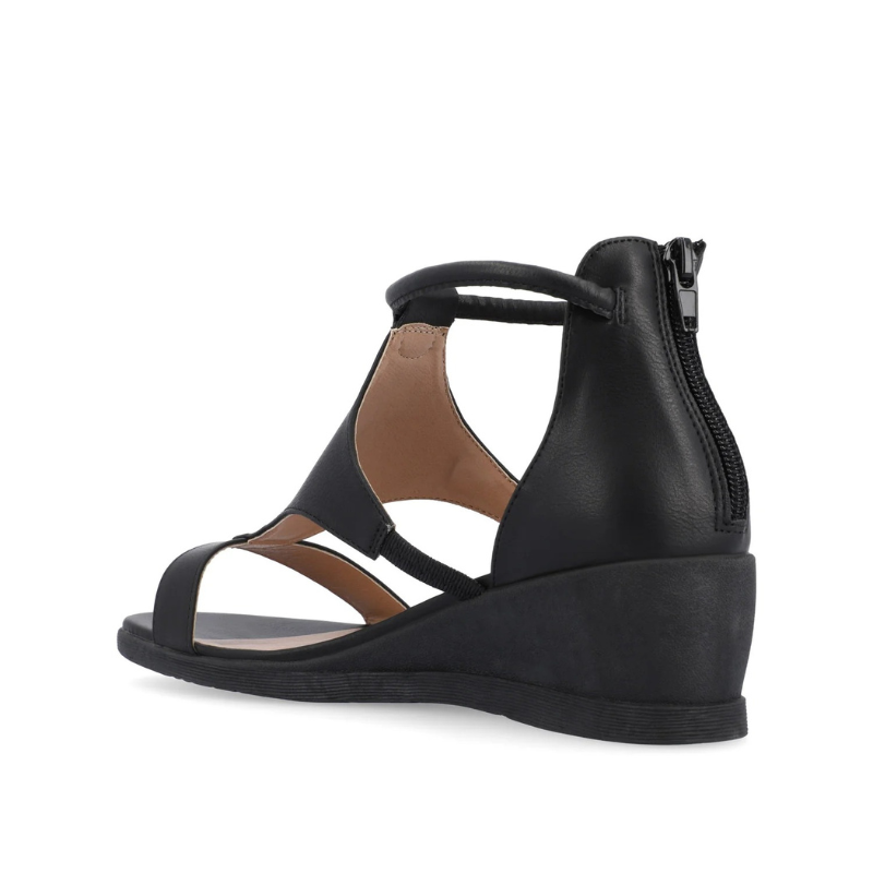 Orthopädische Keilabsatz-Sandalen aus Leder für Damen – Riemchen mit Reißverschluss