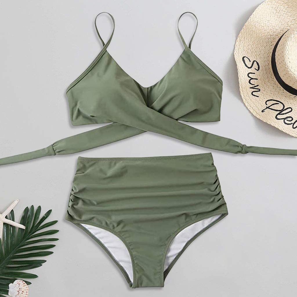 To-delt bikini i nylon til kvinder – høj talje, tætsiddende pasform