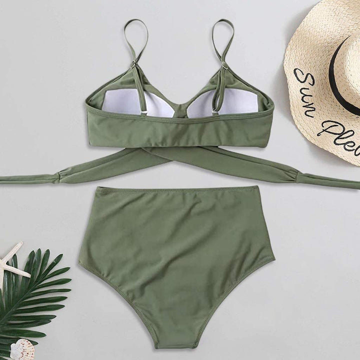 To-delt bikini i nylon til kvinder – høj talje, tætsiddende pasform