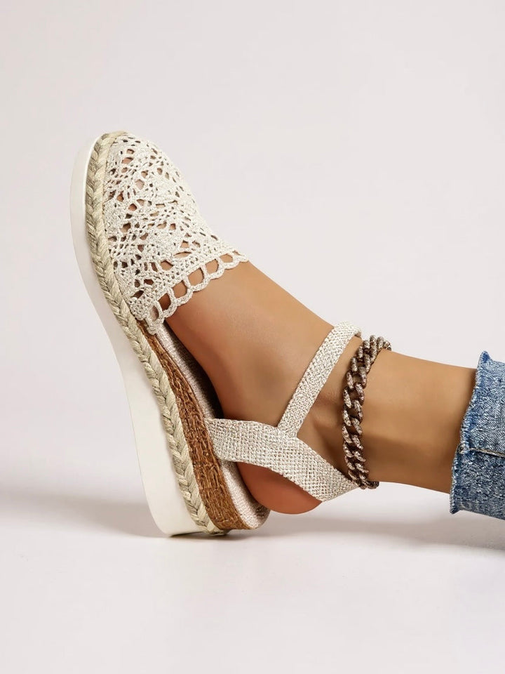 Sandales Espadrilles Compensées Bohèmes Femme – Bride à Boucle Cheville Bout Rond