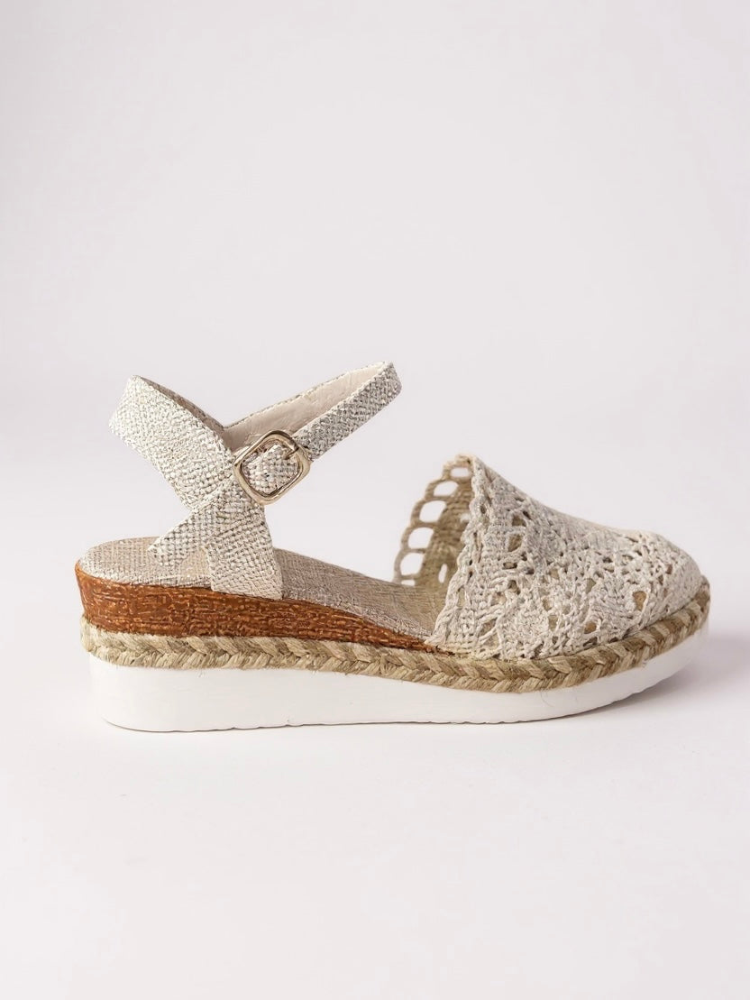 Sandales Espadrilles Compensées Bohèmes Femme – Bride à Boucle Cheville Bout Rond