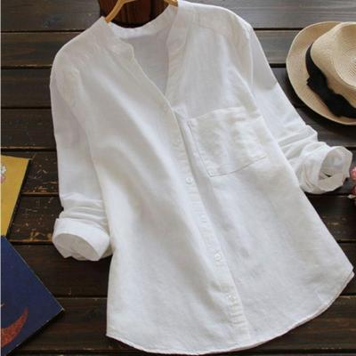 Blouse Femme en Lin à Manches Longues – Coupe Décontractée Boutonnée