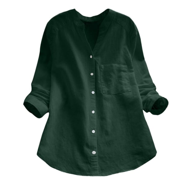 Blouse Femme en Lin à Manches Longues – Coupe Décontractée Boutonnée