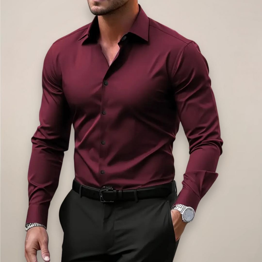 Chemise Boutonnée Stretch pour Homme – Coupe Ajustée Manches Longues