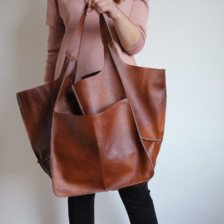 Sac Cabas Femme Oversize en Cuir – Grande Silhouette Souple Port Épaule
