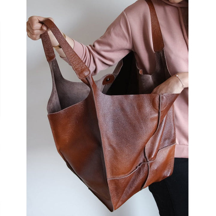 Sac Cabas Femme Oversize en Cuir – Grande Silhouette Souple Port Épaule
