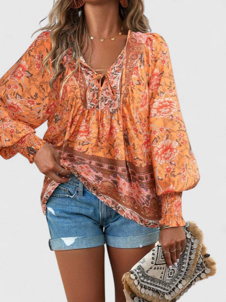 Blouse Bohème Fleurie Femme – Manches Longues Style Pull-Over