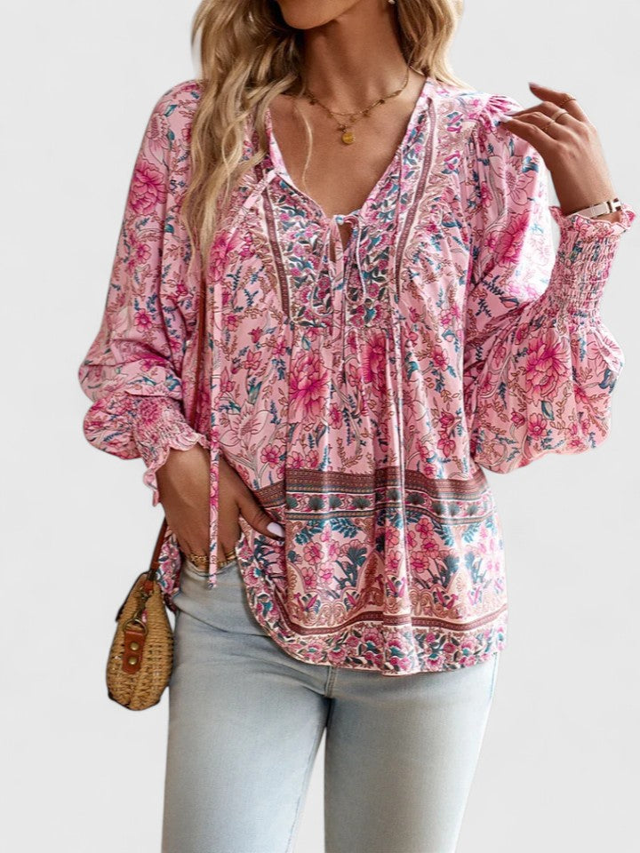 Blouse Bohème Fleurie Femme – Manches Longues Style Pull-Over