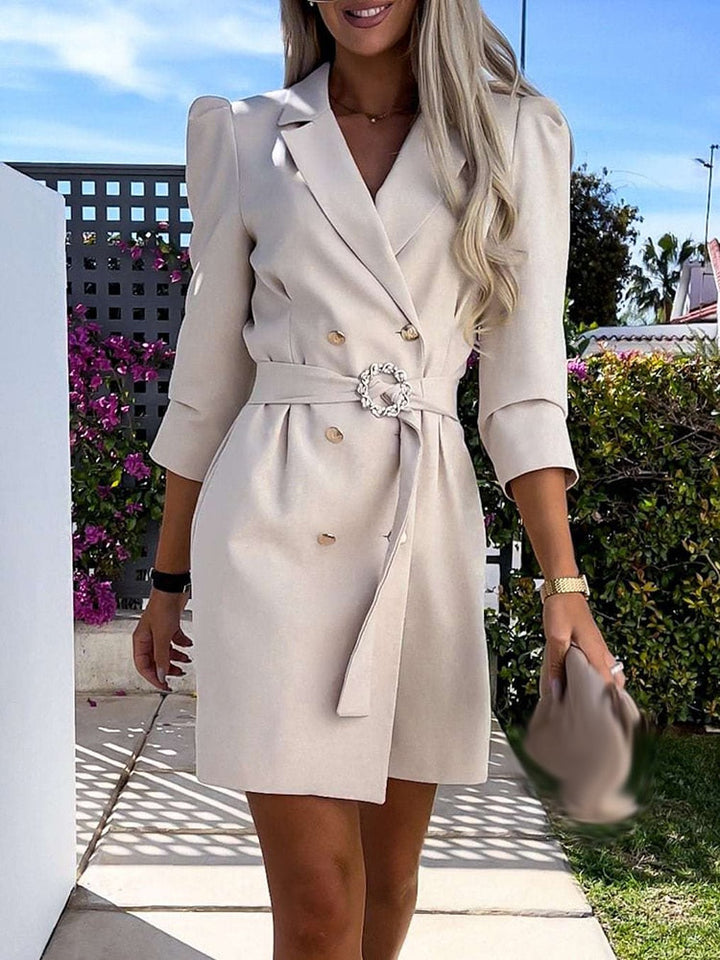 Robe Blazer Mini Femme Structurée – Double Boutonnage Ceinturée Coupe Ajustée