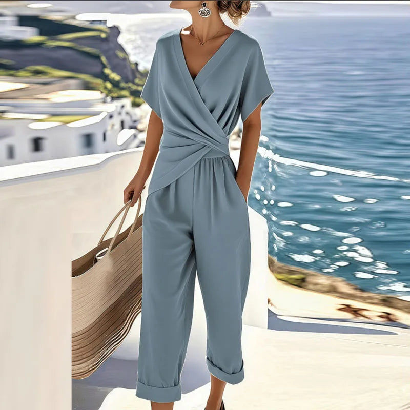Ensemble Deux Pièces Léger pour Femme – Détail Twist Pantalon Coupe Droite