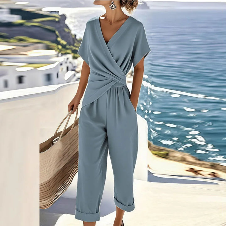 Ensemble Deux Pièces Léger pour Femme – Détail Twist Pantalon Coupe Droite
