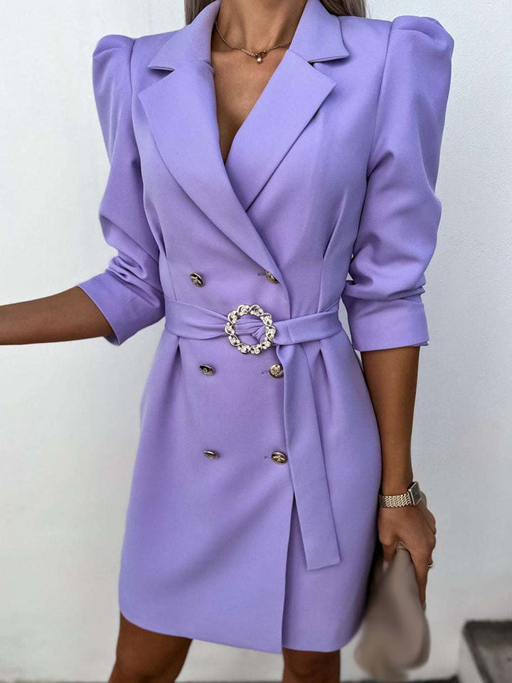 Robe Blazer Mini Femme Structurée – Double Boutonnage Ceinturée Coupe Ajustée