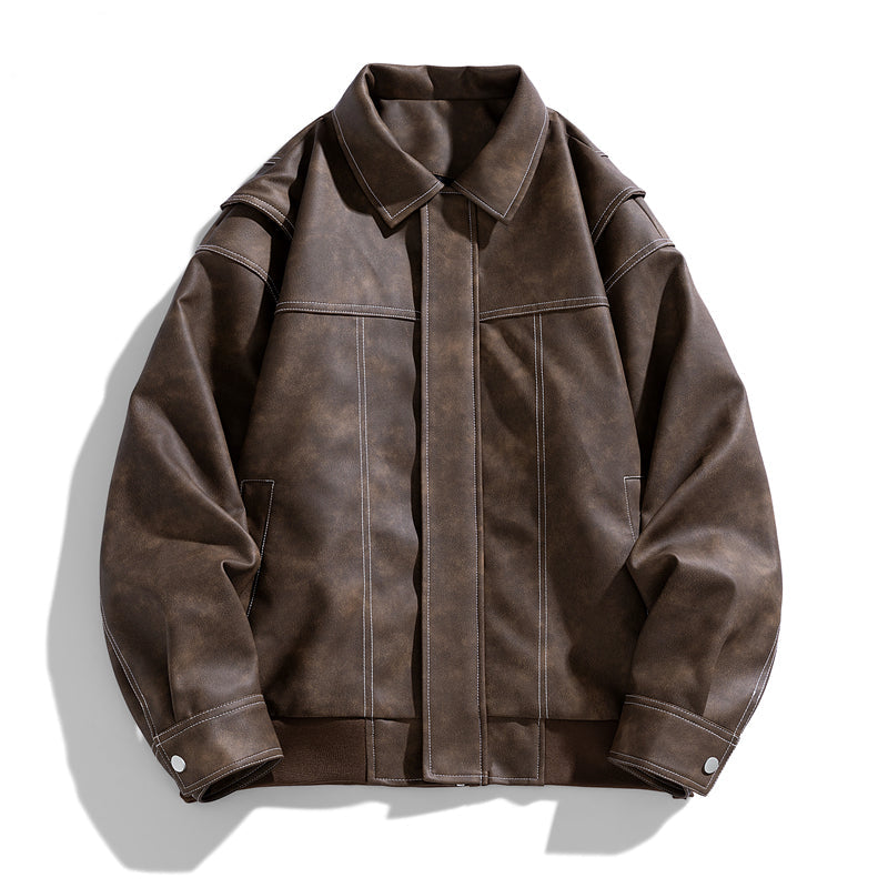 Veste Homme Cuir – Fermeture Zippée Coupe Décontractée