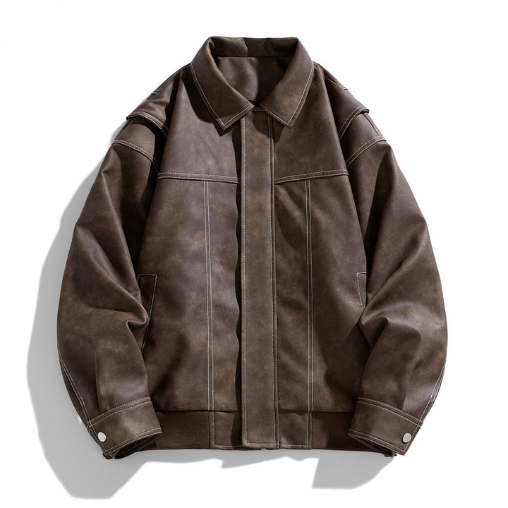 Veste Homme Cuir – Fermeture Zippée Coupe Décontractée