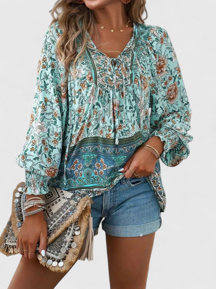 Blouse Bohème Fleurie Femme – Manches Longues Style Pull-Over