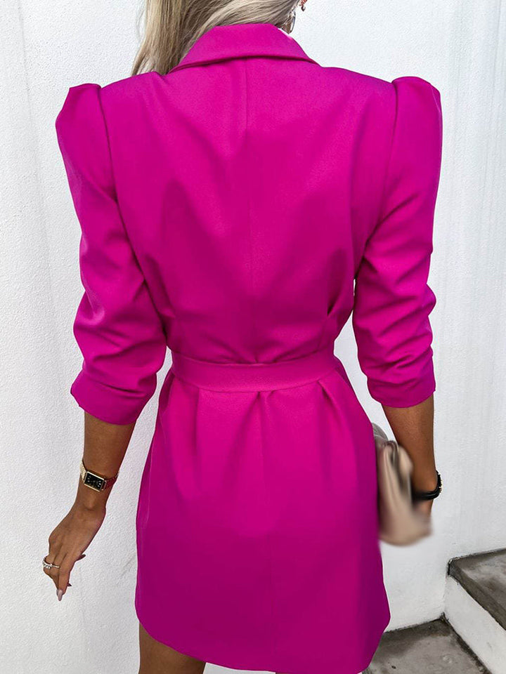 Robe Blazer Mini Femme Structurée – Double Boutonnage Ceinturée Coupe Ajustée