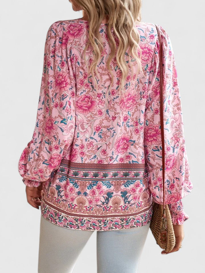 Blouse Bohème Fleurie Femme – Manches Longues Style Pull-Over