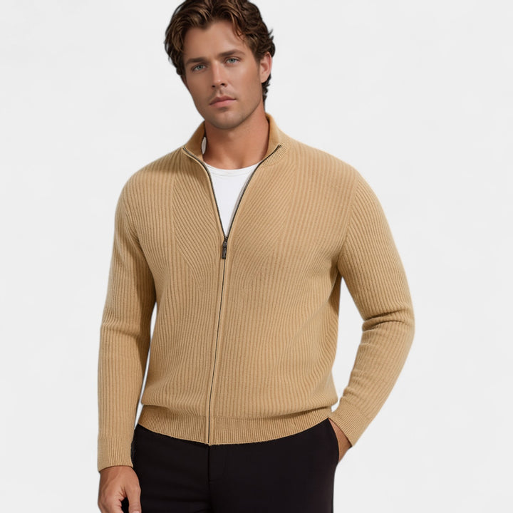 Riche | Herre-cardigan i ren kashmir – grovstrik, afslappet stil