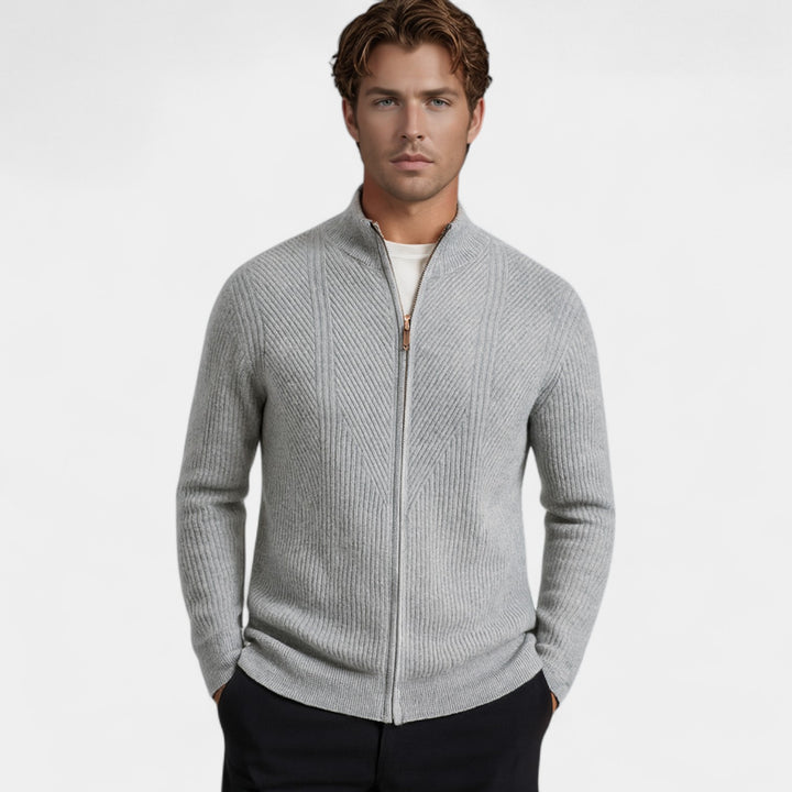 Riche | Herre-cardigan i ren kashmir – grovstrik, afslappet stil
