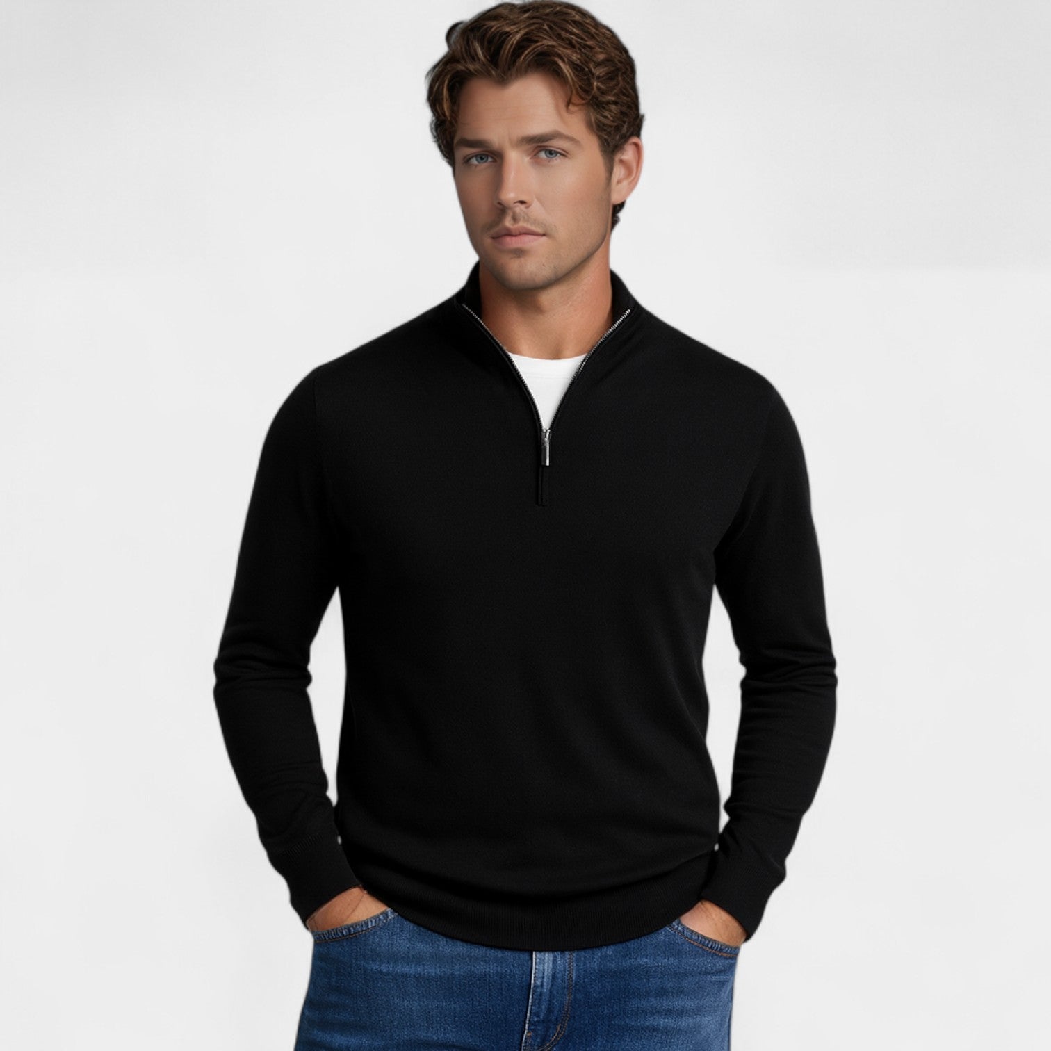 Riche | Pull zippé homme maille – Style minimaliste Riviera