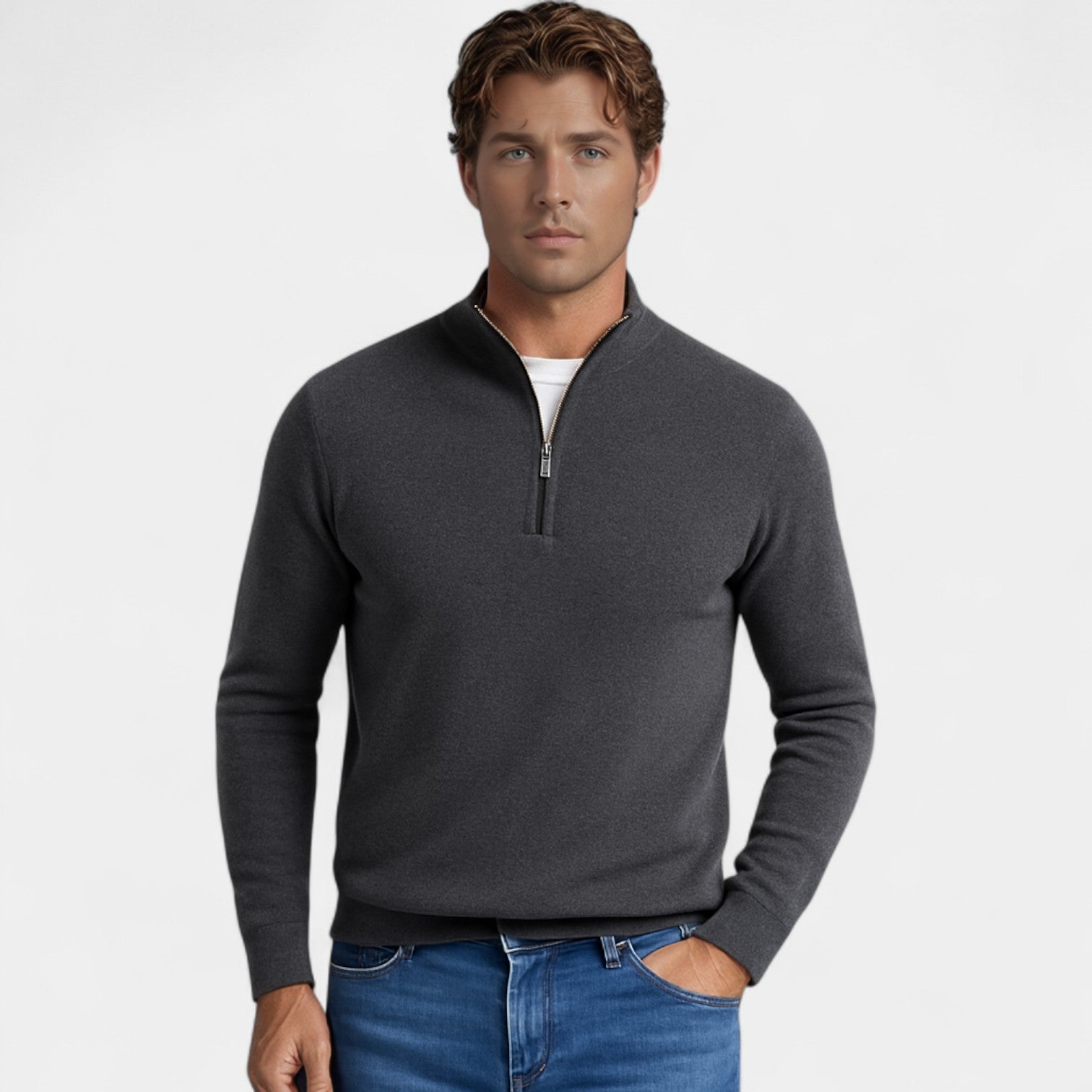 Riche | Pull zippé homme maille – Style minimaliste Riviera