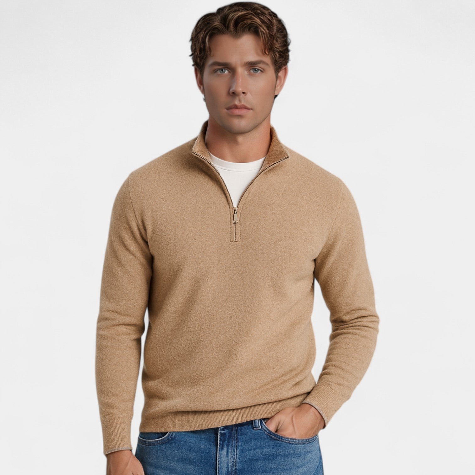 Riche | Pull zippé homme maille – Style minimaliste Riviera