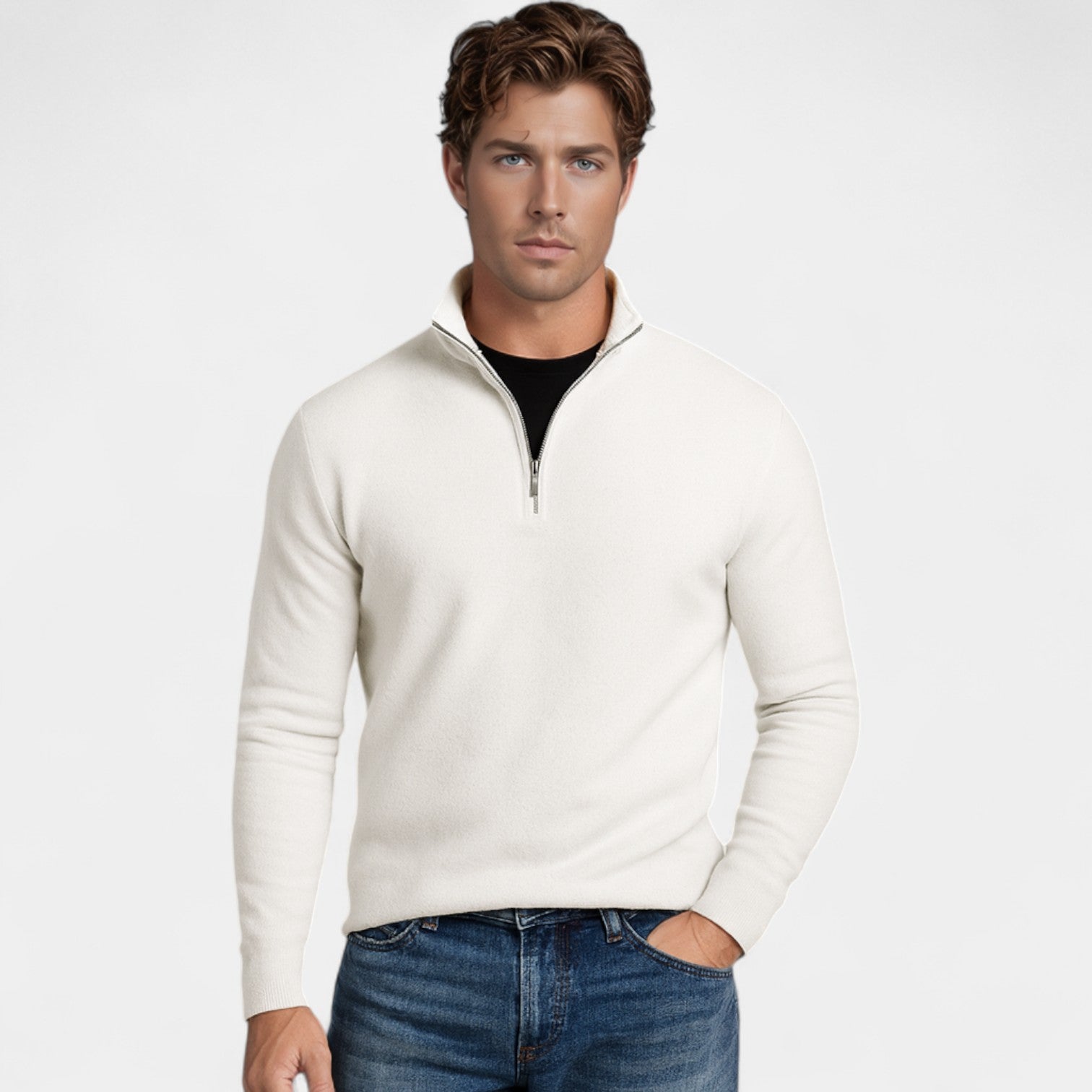 Riche | Pull zippé homme maille – Style minimaliste Riviera