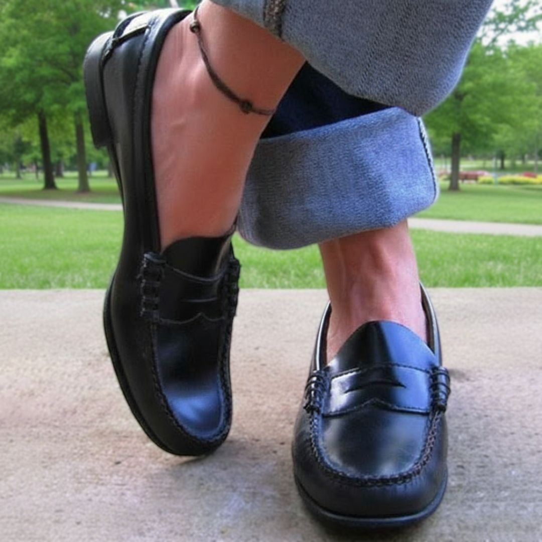 Women's Orthopedic Leather Loafers – Easy Slip-On, Low-Cut Style