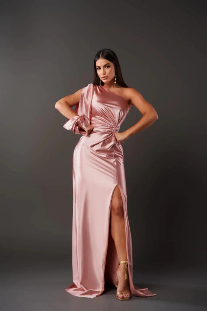 Robe de Soirée Femme à Une Épaule – Silhouette Sculptée Longueur Sol